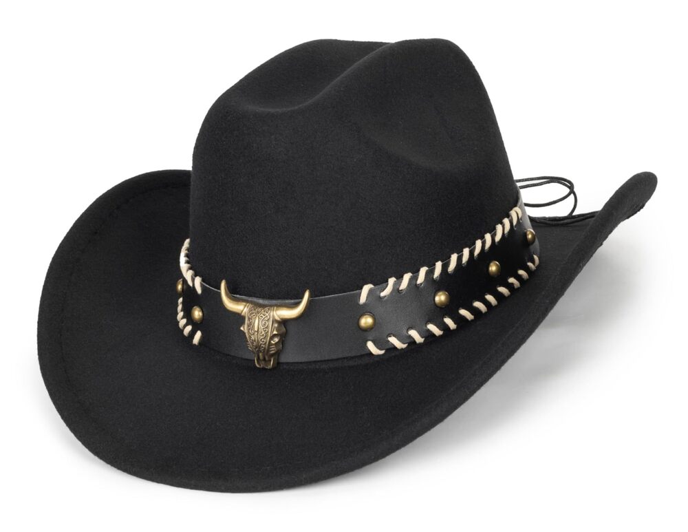 9209 Classic Western-Cowboy-Hat Wide Brim Cowgirl Hats Felt Fedora hat S-M